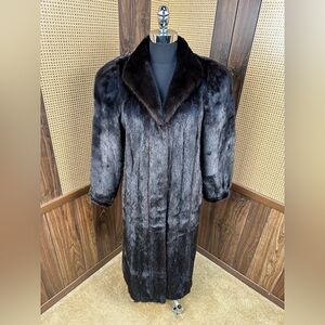 THE EVANS COLLECTION AT JORDAN MARSH FULL LENGTH BLACK MINK FUR COAT SIZE LARGE